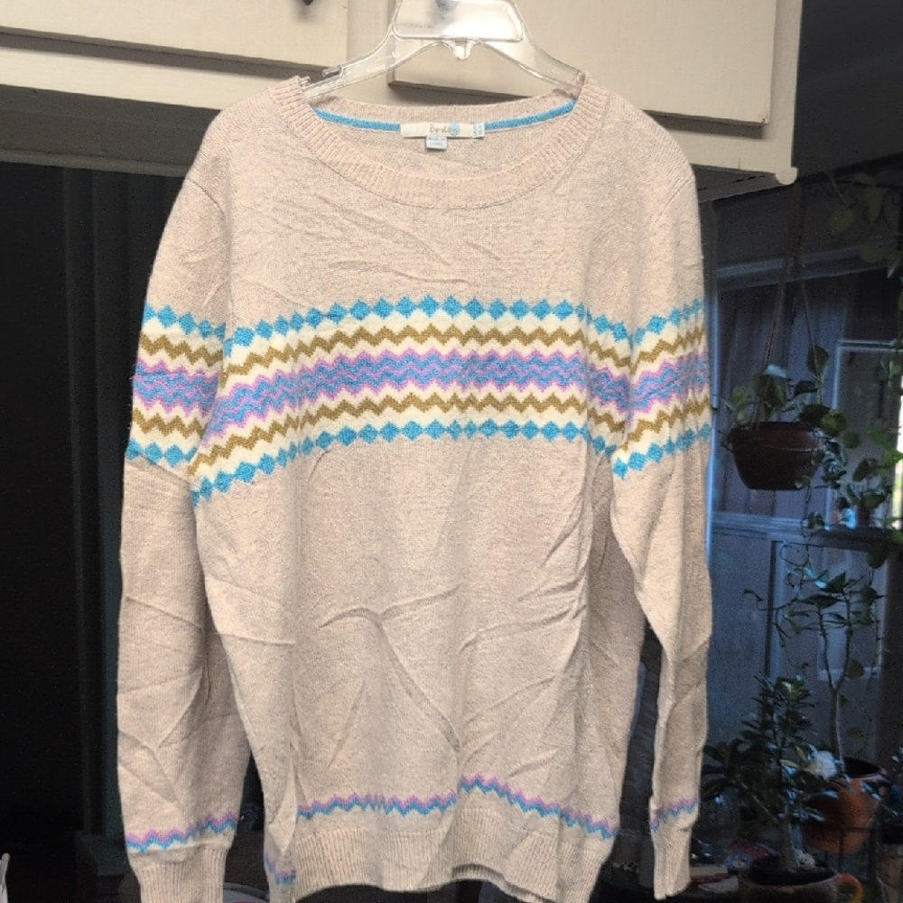 Boden Beige Striped Wool Sweater.